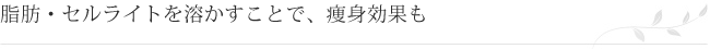 脂肪・セルライトを溶かすことで、痩身効果も